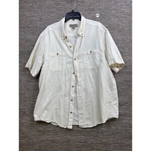 Duluth Trading Co Shirt Mens XL White Hemp Organic Cotton Short Sleeve Button Up